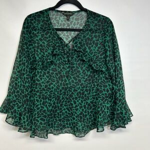 Banana Republic Green Patterned Blouse